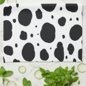 Schwarz-weißes modernes dalmatinisches Fleckenmust Geschirrtuch (Gefaltet)