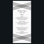 Schwarz-weißes modernes Deko-Hochzeitmenü Menükarte<br><div class="desc">Einfache und elegante Modern Deko Wedding Menu Card mit gestreiftem,  kreuz-kreuz geschraftetem Deko in Schwarz/Weiß. Diese klassische Speisekarte kann einfach mit Ihren Hochzeitsdetails angepasst werden. Klicken Sie für weitere Anpassungsoptionen auf die Schaltfläche Anpassen.</div>