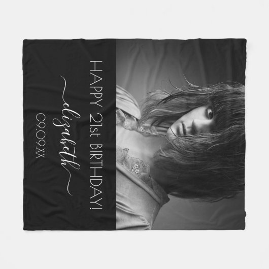 Schwarz-weißes modernes Drehbuch-Foto Fleecedecke (Vorderseite (Horizontal))