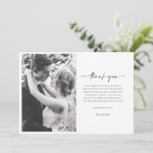 Schwarz-weißes modernes Foto Hochzeit Dankeschön-K Einladung (Stehend Vorderseite)