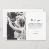 Schwarz-weißes modernes Foto Hochzeit Dankeschön-K Einladung (Vorne/Hinten)