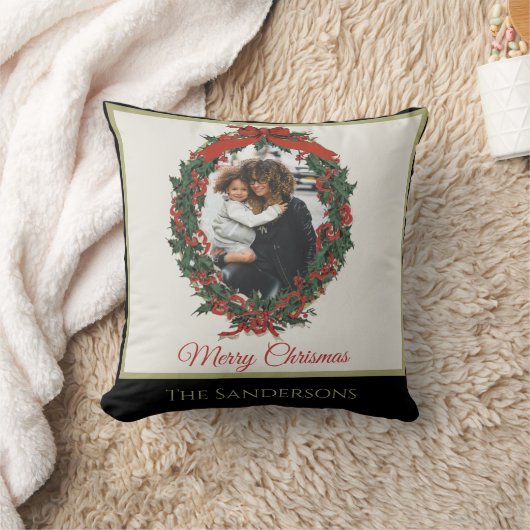 Schwarz-weißes modernes Foto Weihnachten Kissen (Decke)