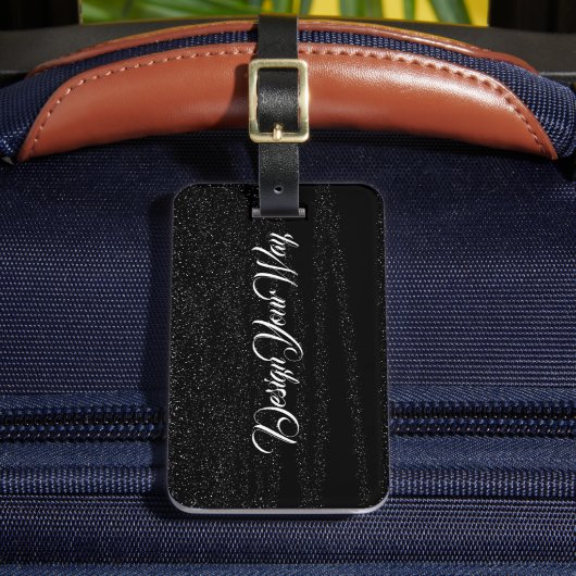 Schwarz-weißes modernes mit Monogramm personalisie Gepäckanhänger (Vorderseite Insitu 2)