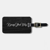 Schwarz-weißes modernes mit Monogramm personalisie Gepäckanhänger (Vorderseite horizontal)