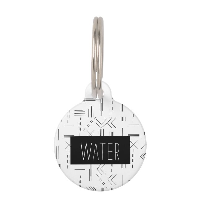 Schwarz-weißes, modernes Monogramm Funny Haustiermarke (Vorderseite)