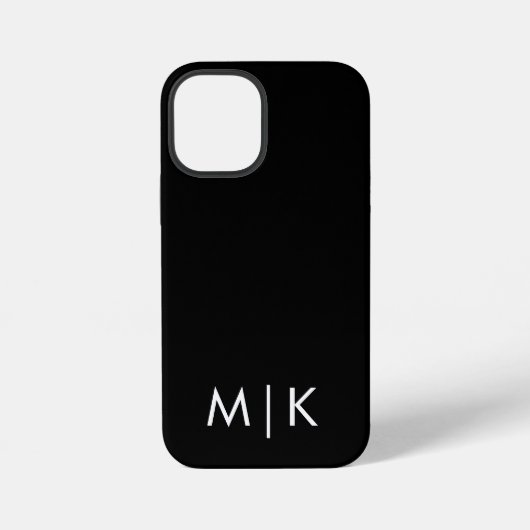 Schwarz-weißes modernes Monogramm iPhone Hülle (Rückseite)