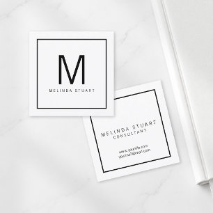 Schwarz-weißes modernes Monogramm Quadratische Visitenkarte
