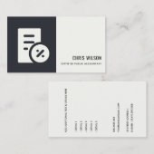SCHWARZ-WEISSES MODERNES RECHNUNGSRECHNUNGSLEGUNGS VISITENKARTE (Vorne/Hinten)