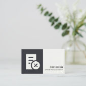 SCHWARZ-WEISSES MODERNES RECHNUNGSRECHNUNGSLEGUNGS VISITENKARTE (Stehend Vorderseite)