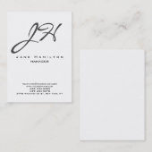 Schwarz-weißes, modernes schlichtes Skriptmonogram Visitenkarte (Vorne/Hinten)