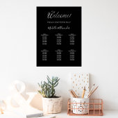Schwarz-weißes, modernes Skript-Hochzeitstabelle Poster