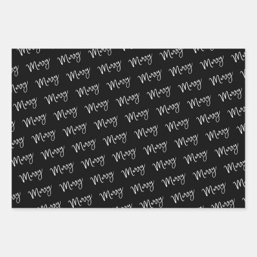 Schwarz-weißes, modernes Urlaubsgeschenk minimal Geschenkpapier Set (Vorderseite 2)