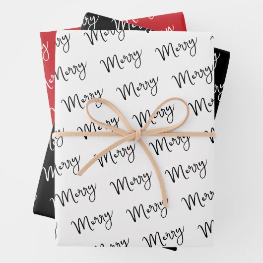 Schwarz-weißes, modernes Urlaubsgeschenk minimal Geschenkpapier Set (Beispiel)