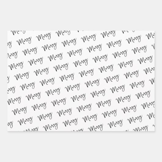 Schwarz-weißes, modernes Urlaubsgeschenk minimal Geschenkpapier Set (Vorderseite)