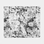 Schwarz-weißes modernes Watercolorland mit Blumen Fleecedecke (Vorderseite (Horizontal))