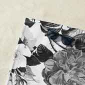 Schwarz-weißes modernes Watercolorland mit Blumen Strandtuch (Beispiel)