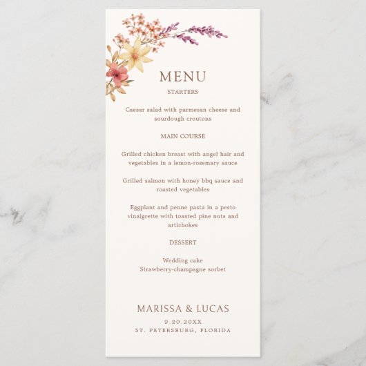 Schwarz-weißes Monogram Wedding Menu Menükarte (Vorderseite)