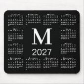 Schwarz-weißes Monogramm 2027 Kalender Mousepad (Vorne)