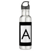 Schwarz-weißes Monogramm Anfangsschreiben Modernes Edelstahlflasche (Vorderseite)