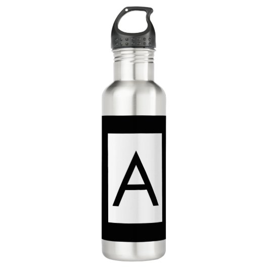 Schwarz-weißes Monogramm Anfangsschreiben Modernes Edelstahlflasche (Vorderseite)
