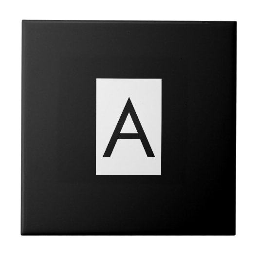 Schwarz-weißes Monogramm Anfangsschreiben Modernes Fliese (Vorderseite)