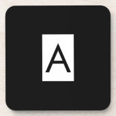 Schwarz-weißes Monogramm Anfangsschreiben Modernes Getränkeuntersetzer (Vorderseite)