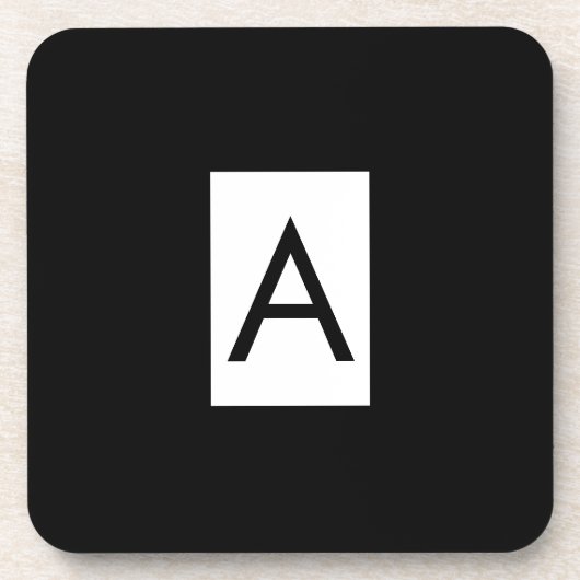 Schwarz-weißes Monogramm Anfangsschreiben Modernes Getränkeuntersetzer (Vorderseite)