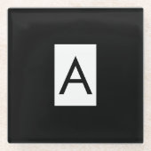 Schwarz-weißes Monogramm Anfangsschreiben Modernes Glasuntersetzer (Vorderseite)