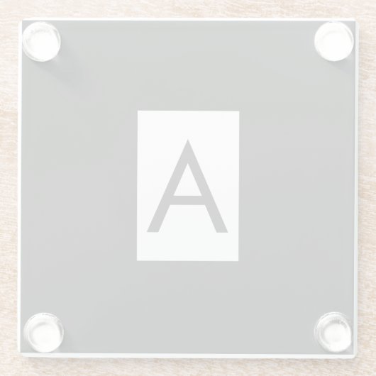 Schwarz-weißes Monogramm Anfangsschreiben Modernes Glasuntersetzer (Rückseite)