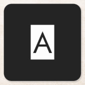Schwarz-weißes Monogramm Anfangsschreiben Modernes Rechteckiger Pappuntersetzer (Vorderseite)