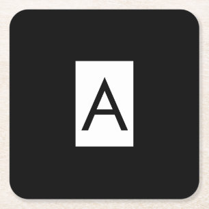 Schwarz-weißes Monogramm Anfangsschreiben Modernes Rechteckiger Pappuntersetzer