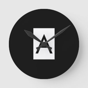 Schwarz-weißes Monogramm Anfangsschreiben Modernes Runde Wanduhr