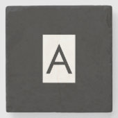 Schwarz-weißes Monogramm Anfangsschreiben Modernes Steinuntersetzer (Vorderseite)