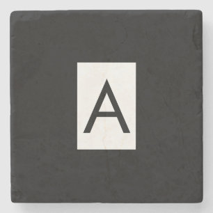 Schwarz-weißes Monogramm Anfangsschreiben Modernes Steinuntersetzer