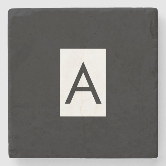 Schwarz-weißes Monogramm Anfangsschreiben Modernes Steinuntersetzer (Vorderseite)