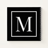 Schwarz-weißes Monogramm anpassen | Jeder Hintergr Notizblock (Rückseite)