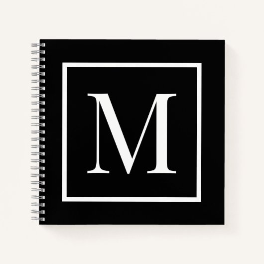 Schwarz-weißes Monogramm anpassen | Jeder Hintergr Notizblock (Vorderseite)