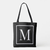 Schwarz-weißes Monogramm anpassen | Jeder Hintergr Tasche (Rückseite)