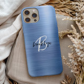 Schwarz-weißes Monogramm aus blaugegossenem Metall Case-Mate iPhone Hülle