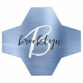 Schwarz-weißes Monogramm aus blaugegossenem Metall Fußball (Flach)