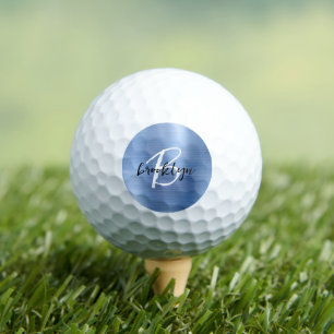 Schwarz-weißes Monogramm aus blaugegossenem Metall Golfball