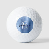 Schwarz-weißes Monogramm aus blaugegossenem Metall Golfball (Vorderseite)