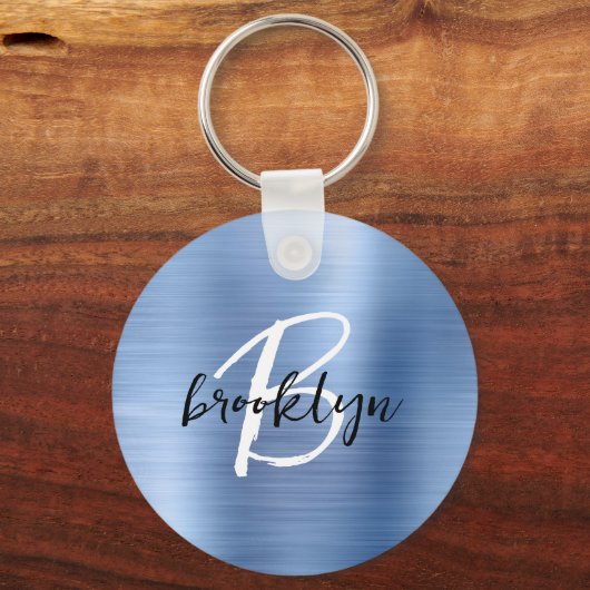 Schwarz-weißes Monogramm aus blaugegossenem Metall Schlüsselanhänger (Rückseite)