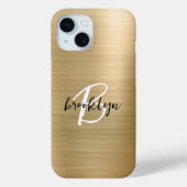 Schwarz-weißes Monogramm aus goldgegossenem Metall Case-Mate iPhone Hülle (Rückseite)