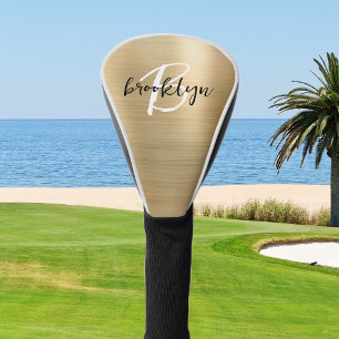Schwarz-weißes Monogramm aus goldgegossenem Metall Golf Headcover
