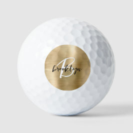 Schwarz-weißes Monogramm aus goldgegossenem Metall Golfball