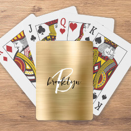 Schwarz-weißes Monogramm aus goldgegossenem Metall Spielkarten