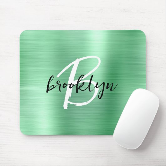 Schwarz-weißes Monogramm aus lackiertem, grün gebü Mousepad (Mit Mouse)