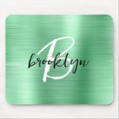 Schwarz-weißes Monogramm aus lackiertem, grün gebü Mousepad (Vorne)