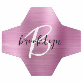 Schwarz-weißes Monogramm aus rosa gebürstetem Meta Fußball (Flach)